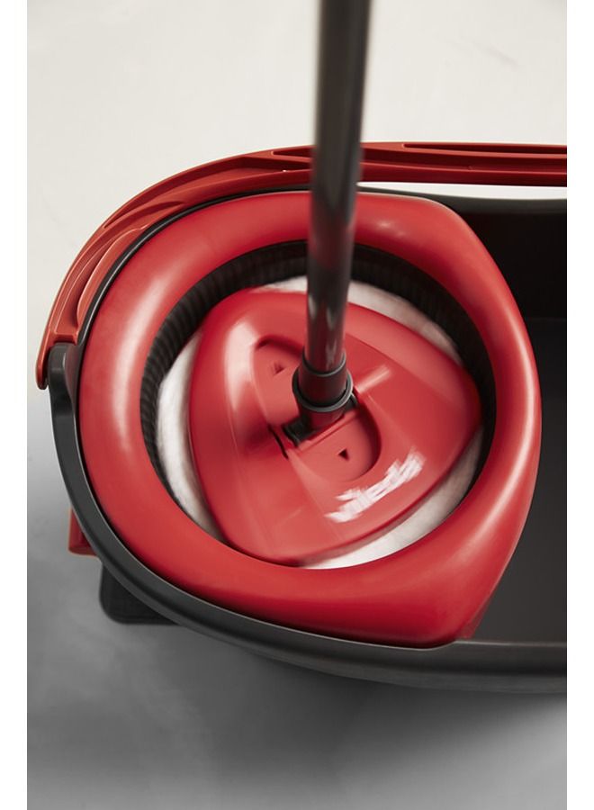 Vileda - Vileda Easy Wring, Clean Spin Mop And Bucket Set With Foot Pedal, Telescopic Handle 85 – 123 cm, Floor Mop With Spinning Wringer, 2in1 Microfibre Mop Head Red/Black/White ‎49.4x29.7x29.1cm - Image 1