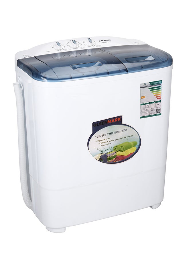 أولسنمارك غسالة ملابس بحوضين بقدرة 400 وات 7 kg 670 W OMSWM1671C أبيض/رمادي - Image 2