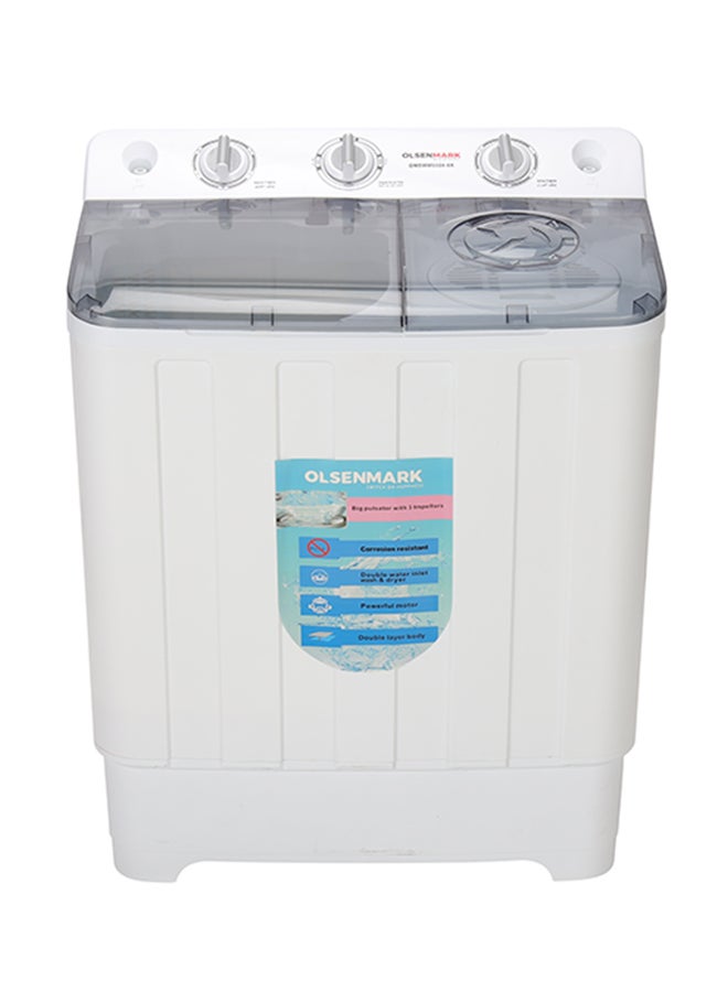 Olsenmark Twin Tub Semi Automatic Washing Machine OMSWM5504-8K White 