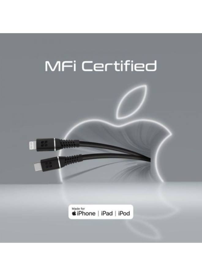 PROMATE - 20W Power Delivery Usb C To Apple Lightning Connector Cable 1.2M Black - Image 1