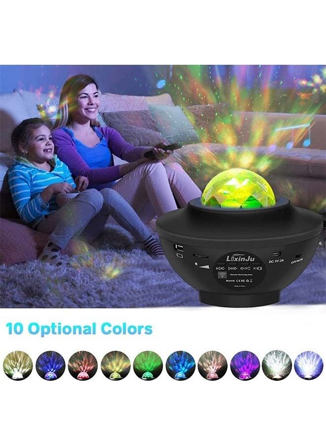 آد فيت - اضاءه بروجكتور LED على شكل نجمة مع جهاز تحكم عن بعد 10 ألوان اختيارية ومكبر صوت بلوتوث اسود - Image 1