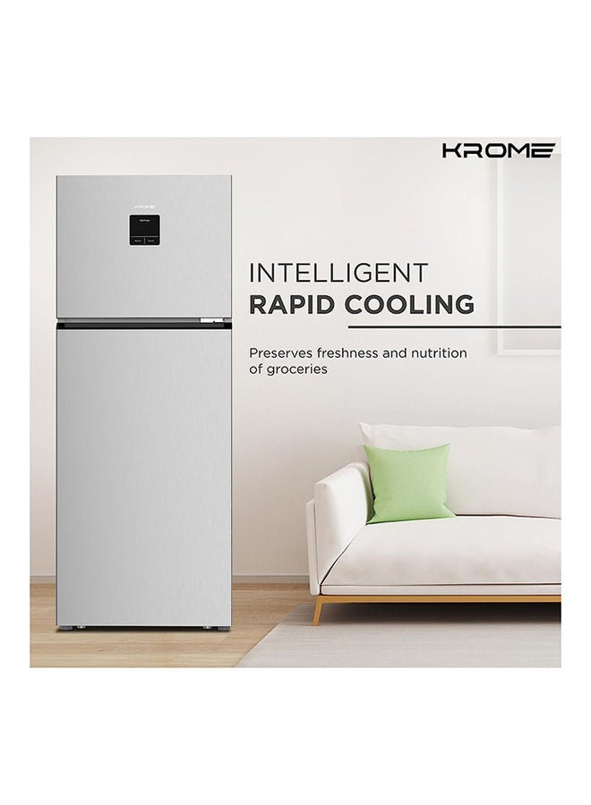 Krome - 600L Top Mount Double Door Refrigerator With Led Display, Automatic Defrost Freezer, A+ Energy Efficiency Grade, Super Cooling And Freezer Function, Big Capacity Fridge 476.69 kW KR-REF600T Silver - Image 1