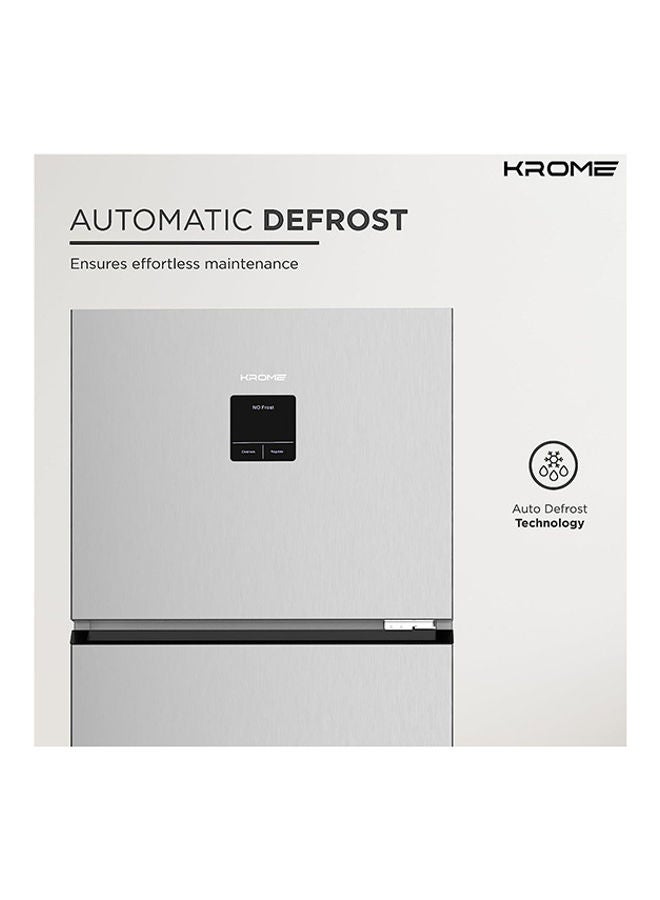 Krome - 600L Top Mount Double Door Refrigerator With Led Display, Automatic Defrost Freezer, A+ Energy Efficiency Grade, Super Cooling And Freezer Function, Big Capacity Fridge 476.69 kW KR-REF600T Silver - Image 1