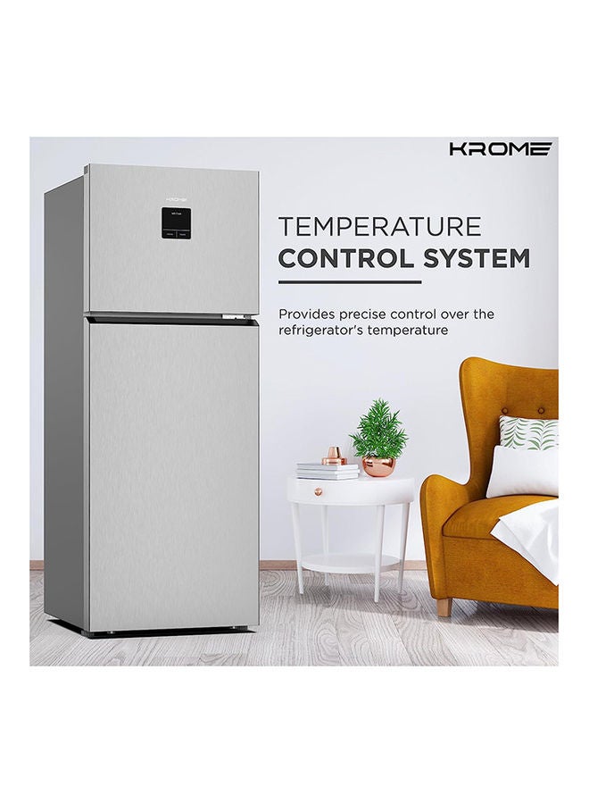 Krome - 600L Top Mount Double Door Refrigerator With Led Display, Automatic Defrost Freezer, A+ Energy Efficiency Grade, Super Cooling And Freezer Function, Big Capacity Fridge 476.69 kW KR-REF600T Silver - Image 1