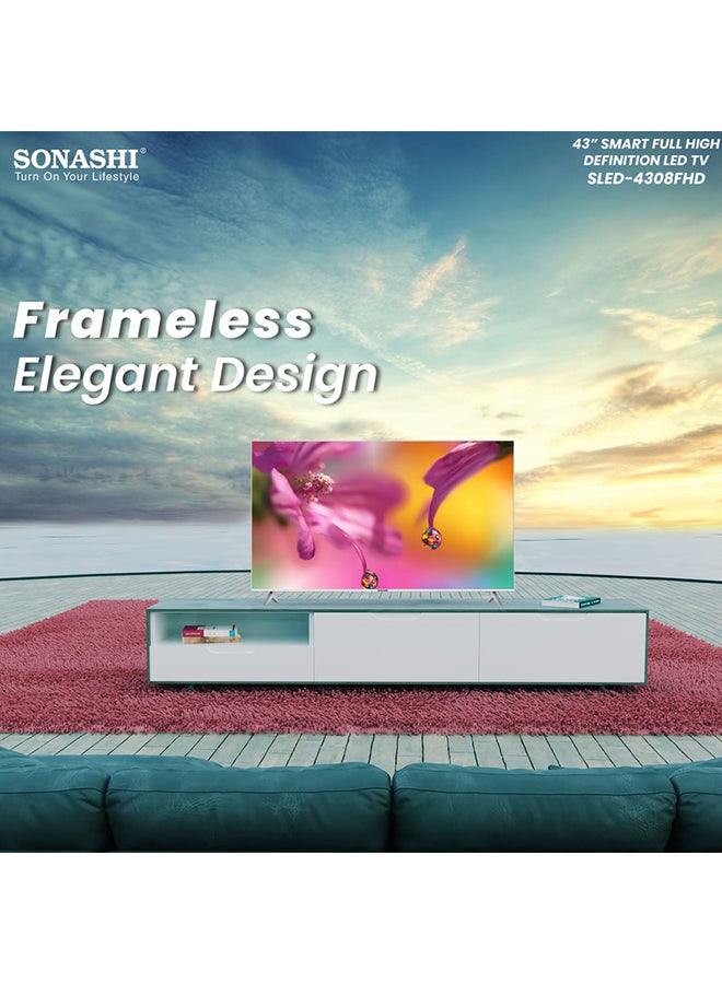 SONASHI - 43-Inch Frameless Ultra High Definition Led Tv With Smart And Wifi Function - Remote Control Vidaa System With Netflix, Youtube Etc Options - Dolby Sound Hdmi / Usb Ports Led Smart Tv SLED-4308FHD Black - Image 1