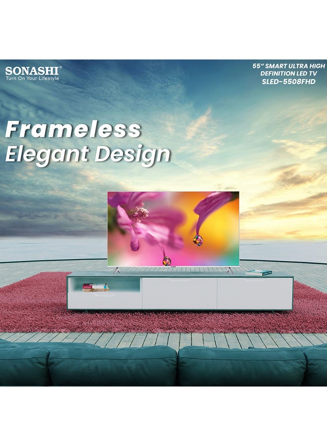 SONASHI - 55 Inch Vidaa 4K Ultra Hd Smart Tv Frameless Design With Pre-Installed Apps Bluetooth Connectivity And Screen Sharing Function Wide Viewing Angle With Max Brightness Settings Led Smart Tv SLED-5508UHD Black - Image 1
