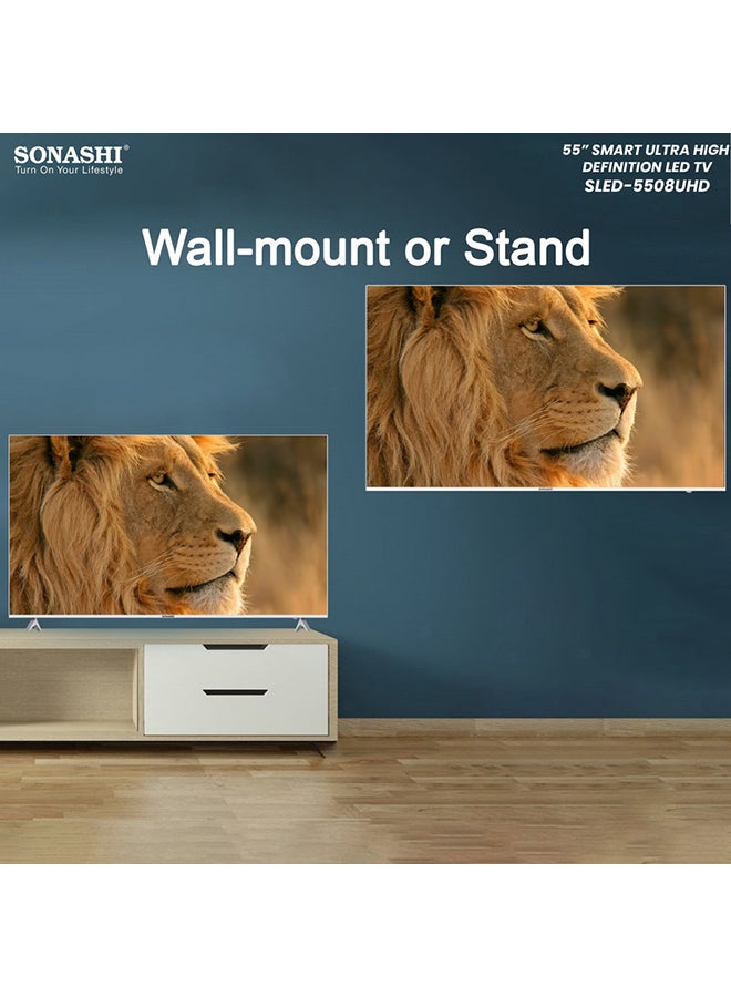 SONASHI - 55 Inch Vidaa 4K Ultra Hd Smart Tv Frameless Design With Pre-Installed Apps Bluetooth Connectivity And Screen Sharing Function Wide Viewing Angle With Max Brightness Settings Led Smart Tv SLED-5508UHD Black - Image 1