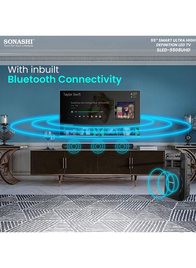 SONASHI - 55 Inch Vidaa 4K Ultra Hd Smart Tv Frameless Design With Pre-Installed Apps Bluetooth Connectivity And Screen Sharing Function Wide Viewing Angle With Max Brightness Settings Led Smart Tv SLED-5508UHD Black - Image 1