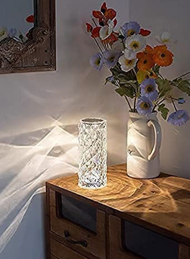 ADDFiT LED Crystal Table Lamp With Diamond Design Acrylic Lamp Adjustable 3 Colors Clear - Image 3