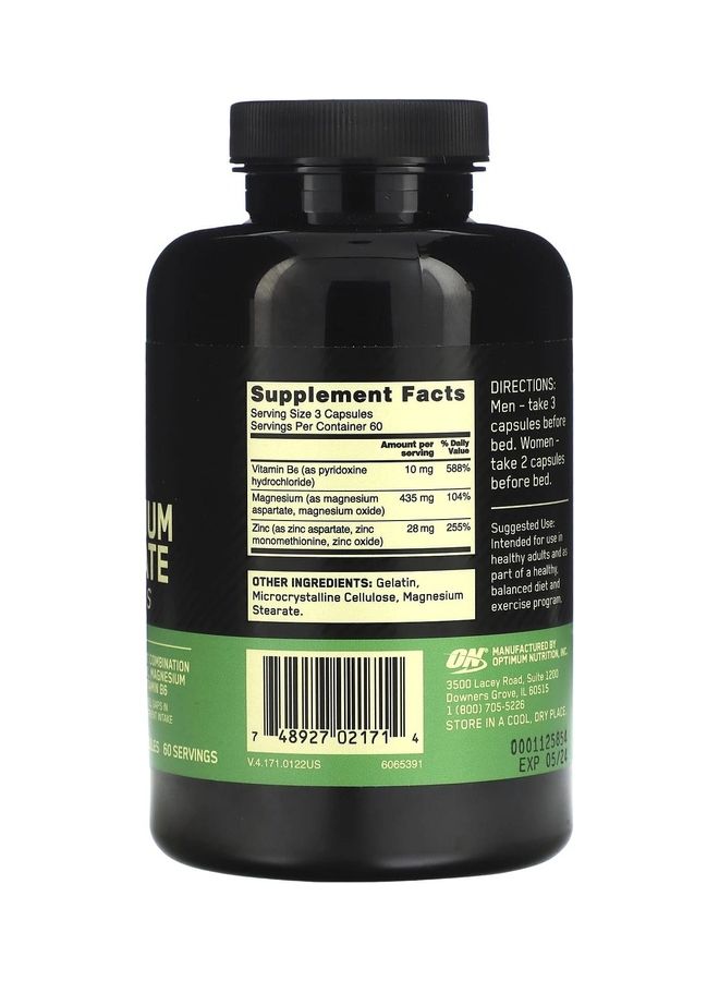 Optimum Nutrition - Zinc Magnesium Aspartate, 180 Capsules - Image 1