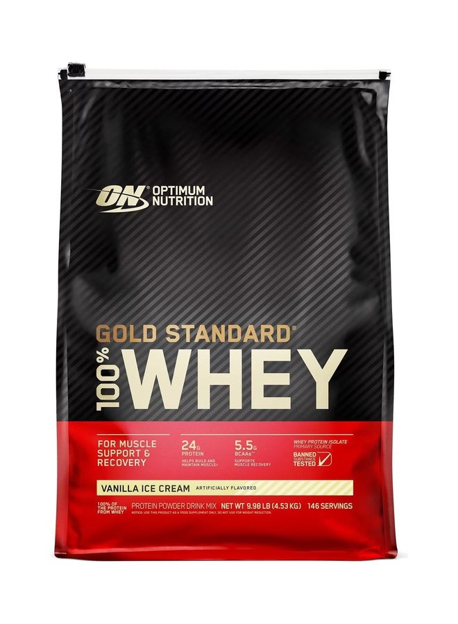 Optimum Nutrition Gold Standard 100% Whey Protein - Vanilla Ice Cream, 146 Servings - Image 1
