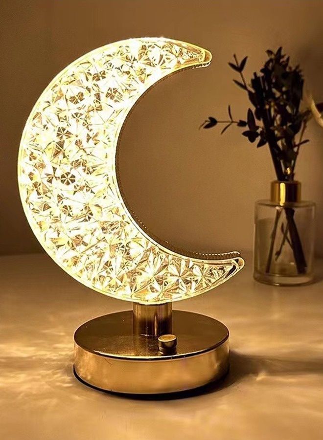 ADDFiT Crystal Table Lighting In The Shape Of Ramadan Crescent Gold - Image 2