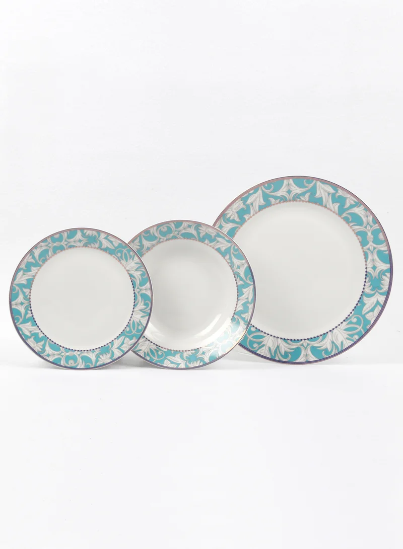 Noon East 12 Piece Porcelain Dinner Set - Dishes, Plates - Dinner Plate, Side Plate, Soup Plate - Serves 4 - Festive Design Turin/Gold Turin/Gold