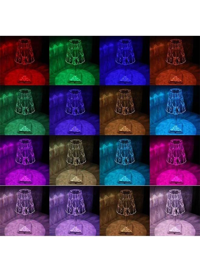 ADDFiT USB Rechargeable Acrylic Diamond RGB Table Lamp With Touch Control And 16 Decorative Lighting LED Colors White - Image 3