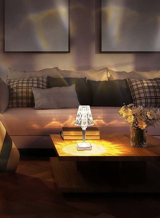 ADDFiT USB Rechargeable Acrylic Diamond RGB Table Lamp With Touch Control And 16 Decorative Lighting LED Colors White - Image 4