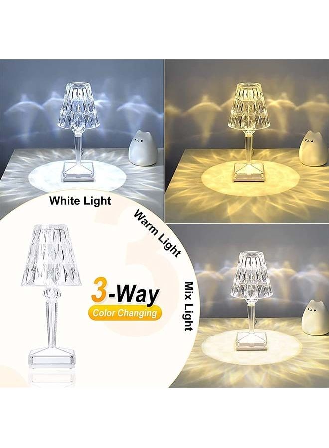 ADDFiT USB Rechargeable Acrylic Diamond RGB Table Lamp With Touch Control And 16 Decorative Lighting LED Colors White - Image 5
