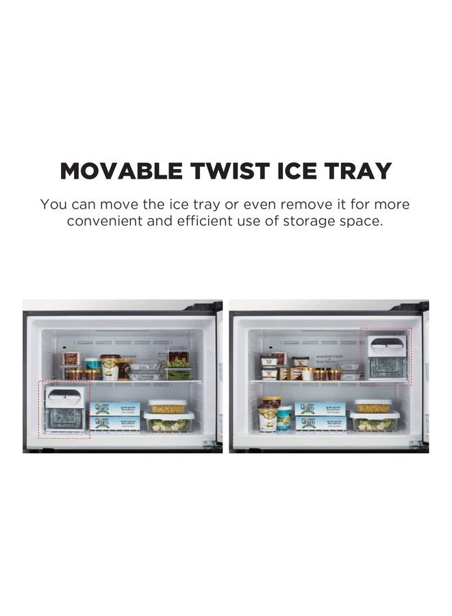 HITACHI - 403L Gross 2 Doors Top Mount Refrigerator RVX505PUK9KPSV No Frost Double Door Fridge Freezer Inverter Control With Dual Fan Cooling Twist Ice Tray Triple Power Filter LED Light RVX505PUK9KPSV Platinum Silver - Image 1