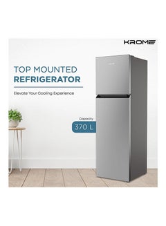 Krome 370L Top Mount Double Door Refrigerator, Automatic Defrost Freezer, A+ Energy Efficiency Grade, Big Capacity Fridge, Quick Cooling And Long-Lasting Freshness 457 kW KR-REF370T Silver  - Image 2