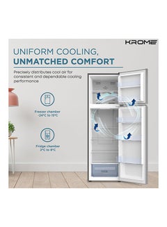 Krome 370L Top Mount Double Door Refrigerator, Automatic Defrost Freezer, A+ Energy Efficiency Grade, Big Capacity Fridge, Quick Cooling And Long-Lasting Freshness 457 kW KR-REF370T Silver  - Image 5