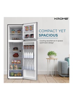 Krome 370L Top Mount Double Door Refrigerator, Automatic Defrost Freezer, A+ Energy Efficiency Grade, Big Capacity Fridge, Quick Cooling And Long-Lasting Freshness 457 kW KR-REF370T Silver  - Image 3