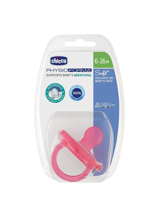 Chicco - PhysioForma Soft Silicone Soother 6-16M 1Pc, Pink - Image 1