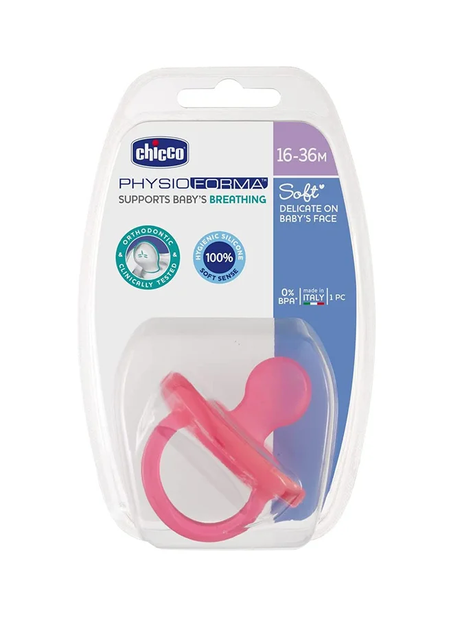 Chicco PhysioForma Soft Silicone Soother 16-36M 1Pc, Pink