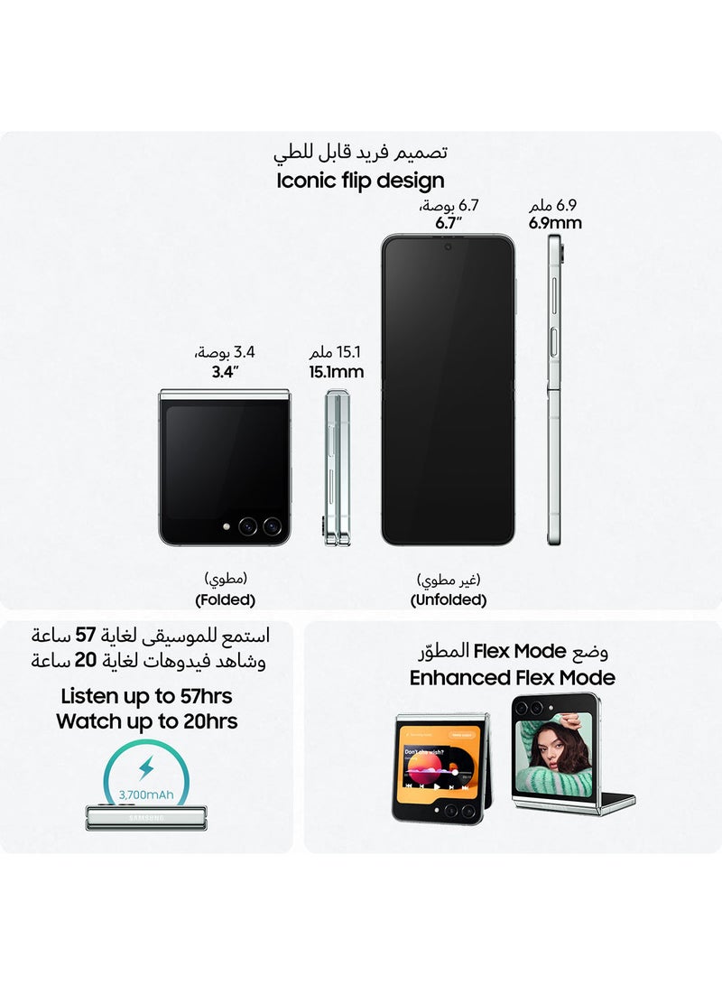 هاتف Galaxy Z Flip 5 ثنائي الشريحة بلون لافندر وذاكرة وصول عشوائي (RAM) سعة 8 جيجابايت وذاكرة داخلية 256 جيجابايت يدعم تقنية 5G - إصدار الشرق الأوسط - v1690474723/N53418065A_2