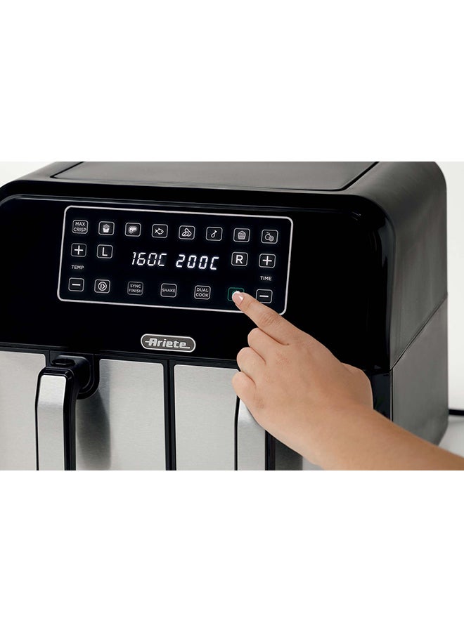 أريتي - مقلاة هوائية مزدوجة سعة 9.0 لترات وقوة 1800.0 وات C462500ARAS أسود/فضي 9 L 1800 W C462500ARAS - Image 1
