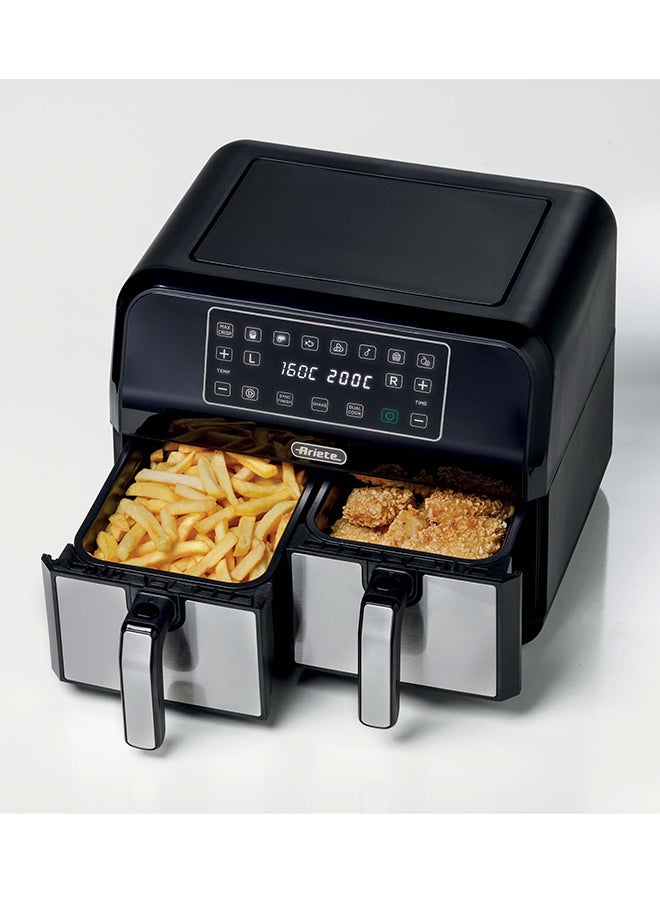 أريتي - مقلاة هوائية مزدوجة سعة 9.0 لترات وقوة 1800.0 وات C462500ARAS أسود/فضي 9 L 1800 W C462500ARAS - Image 1