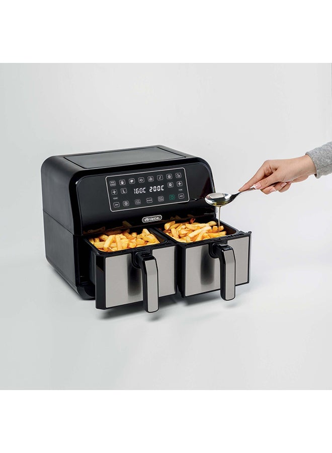 أريتي - مقلاة هوائية مزدوجة سعة 9.0 لترات وقوة 1800.0 وات C462500ARAS أسود/فضي 9 L 1800 W C462500ARAS - Image 1