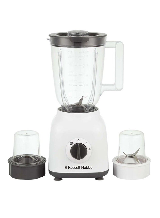 Russell Hobbs - 4-In-1 Blender with Grinder & Multi Chopper Mill, High-Speed Mixer Grinder for Coffee Beans, Spices & Nuts, 2 Speeds & Pulse Function 1.5 L 400 W BWM103 White - Image 1