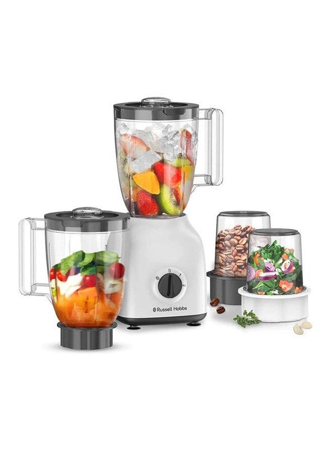 Russell Hobbs - 4-In-1 Blender with Grinder & Multi Chopper Mill, High-Speed Mixer Grinder for Coffee Beans, Spices & Nuts, 2 Speeds & Pulse Function 1.5 L 400 W BWM103 White - Image 1