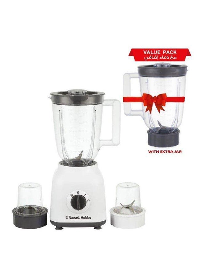 Russell Hobbs - 4-In-1 Blender with Grinder & Multi Chopper Mill, High-Speed Mixer Grinder for Coffee Beans, Spices & Nuts, 2 Speeds & Pulse Function 1.5 L 400 W BWM103 White - Image 1