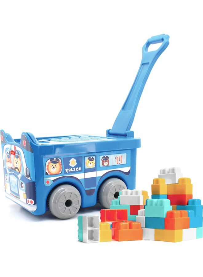Moon Little Wagon Blocks Toys For Kids Ages 18 Months And Above Police Car 30 Pcs - Image 1