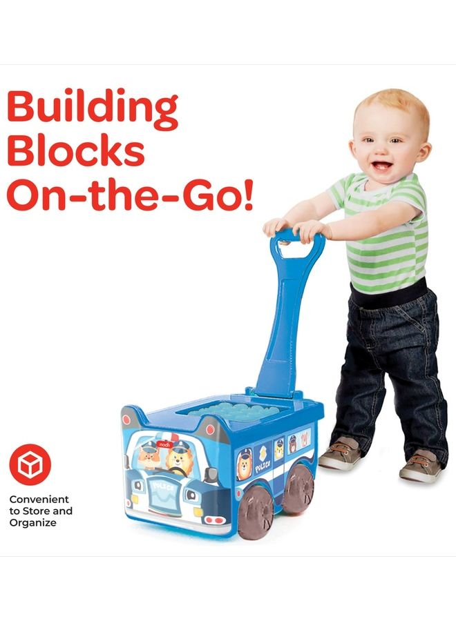 Moon Little Wagon Blocks Toys For Kids Ages 18 Months And Above Police Car 30 Pcs - Image 4