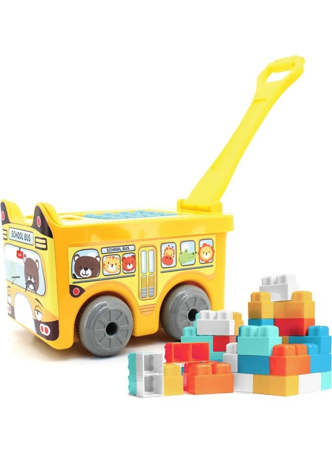 Moon Little Wagon Blocks Toys Kids For Ages 18 Months And Above School Bus 30 Pcs - Image 1