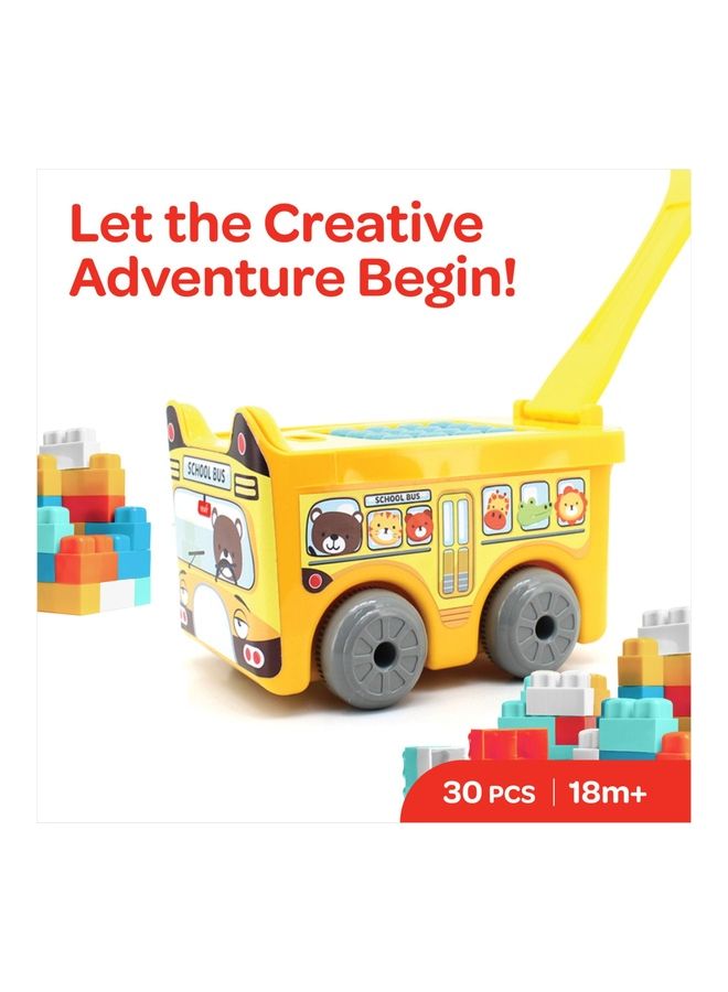 Moon Little Wagon Blocks Toys Kids For Ages 18 Months And Above School Bus 30 Pcs - Image 2