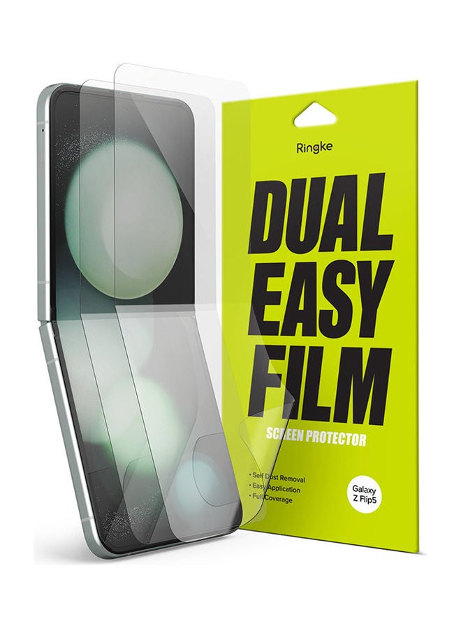 Ringke Pack of 2 | Dual Easy Film Compatible with Samsung Galaxy Z Flip 5 Screen Protector Premium Full Cover Film Easy Application Case Friendly Clear  - Image 1