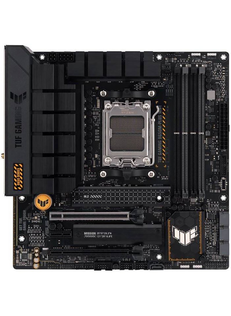 ASUS - TUF Gaming B650M-Plus Wifi DDR5 Micro ATX Motherboard, AMD Socket AM5, B650 Chipset, 2.5Gb Ethernet, Bluetooth, WiFi 6E 5GHz, Max 128GB 4xDIMM Memory, PCIe 4.0x16, 2xM.2 Slot Black - Image 1