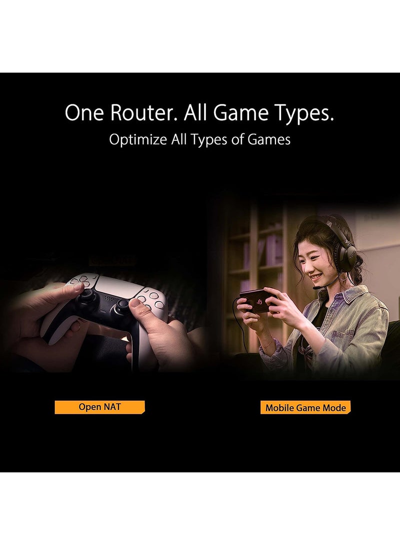 TUF Gaming AX4200 Dual Band WiFi 6 Extendable Gaming Router, 2.5G Port, Gaming Port, Mobile Game Mode, Port Forwarding, Subscription-free Network Security, Instant Guard, VPN, AiMesh Compatible Black