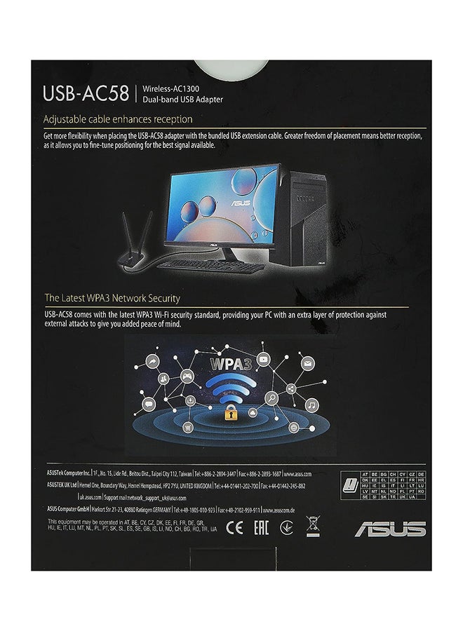 ASUS USB-AC58 Wireless-AC1300 Dual-band USB Adapter Black  - Image 3