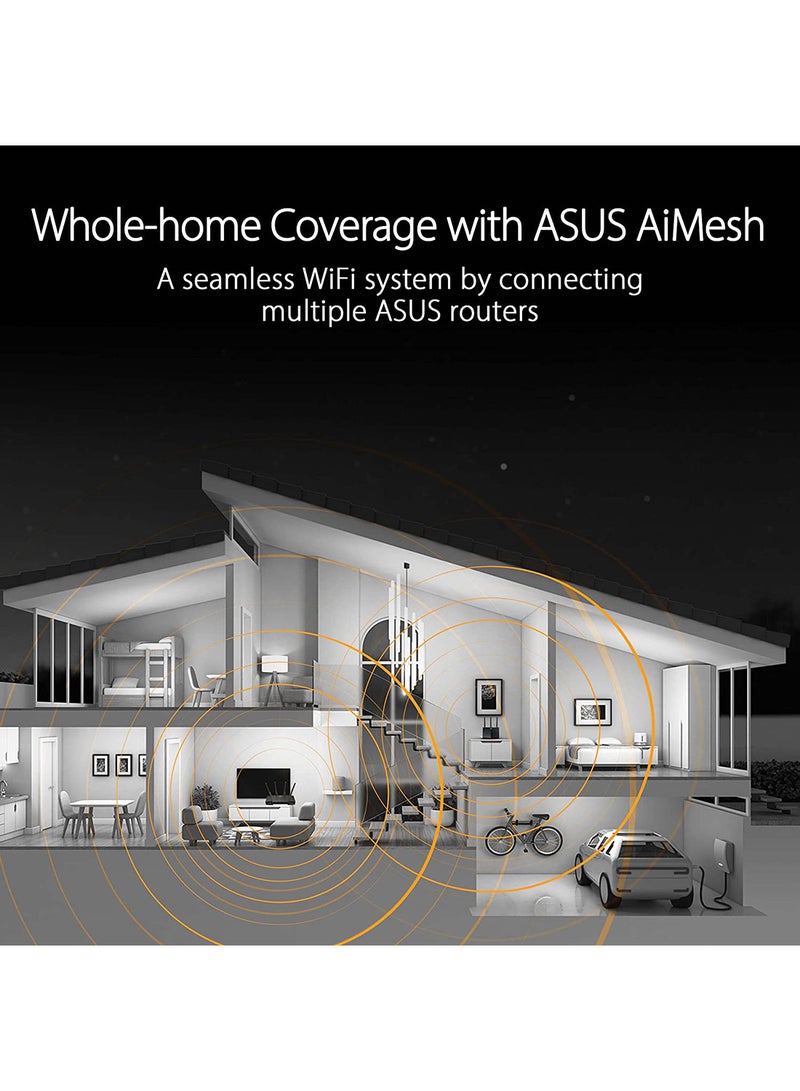 TUF Gaming AX4200 Dual Band WiFi 6 Extendable Gaming Router, 2.5G Port, Gaming Port, Mobile Game Mode, Port Forwarding, Subscription-free Network Security, Instant Guard, VPN, AiMesh Compatible Black
