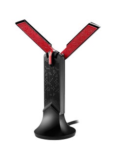 USB-AC68 Dual-Band AC1900 USB Wi-Fi Adapter with 3x4 MIMO design, dual external antennas, ASUS AiRadar beamforming for enhanced reception, USB 3.0 for 10x faster data transfer speeds, and a flexible cradle for optimal antenna positioning. Supports high-speed 2.4GHz and 5GHz bands, ideal for smooth HD streaming, gaming, and high-speed internet access | 90IG0230-BM0N00 Black