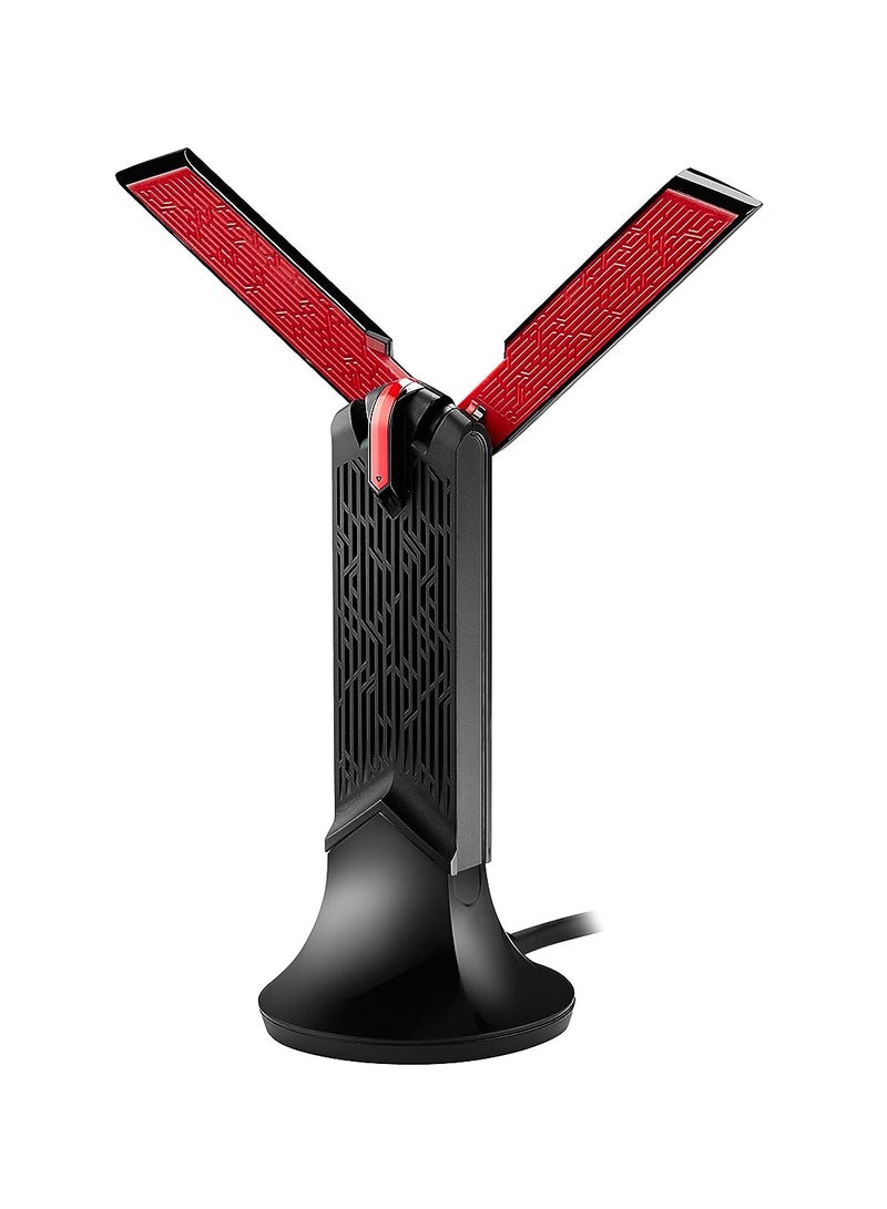 ASUS - USB-AC68 Dual-Band AC1900 USB Wi-Fi Adapter with 3x4 MIMO design, dual external antennas, ASUS AiRadar beamforming for enhanced reception, USB 3.0 for 10x faster data transfer speeds, and a flexible cradle for optimal antenna positioning. Supports high-speed 2.4GHz and 5GHz bands, ideal for smooth HD streaming, gaming, and high-speed internet access | 90IG0230-BM0N00 Black - Image 1