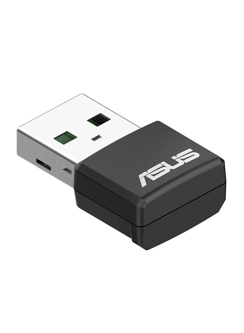 ASUS AX1800 Dual Band WiFi 6 USB Adapter, WiFi 6, 802.11ax, WPA3 Network Security, 5GHz Frequency Band, Compact Size (USB-AX55 Nano) Black  - Image 1
