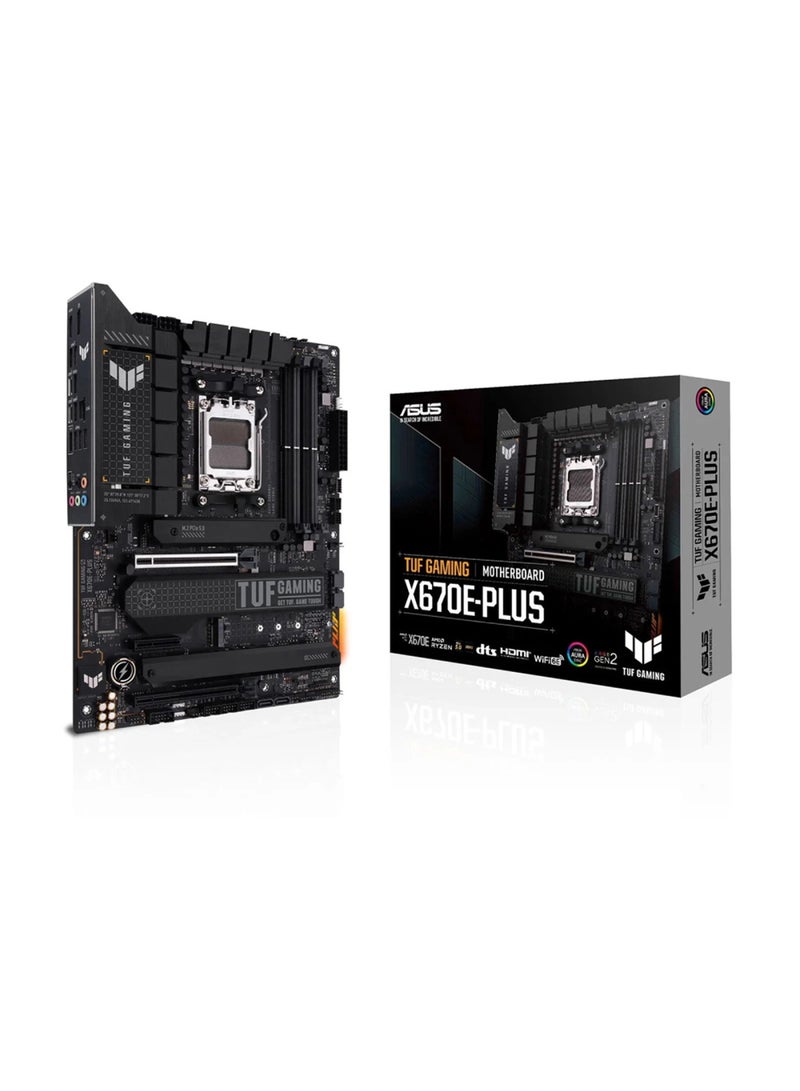 ASUS - Tuf Gaming X670E-Plus ATX DDR5 Motherboard, Socket AM5, AMD X670 Chipset, Realtek 2.5Gb Ethernet, 4M.2 Slots, Max 128GB Memory, PCIe 5.0, Aura Sync RGB Lighting, HDMI / DP | 90MB1BJ0-M0EAY0 Black - Image 1