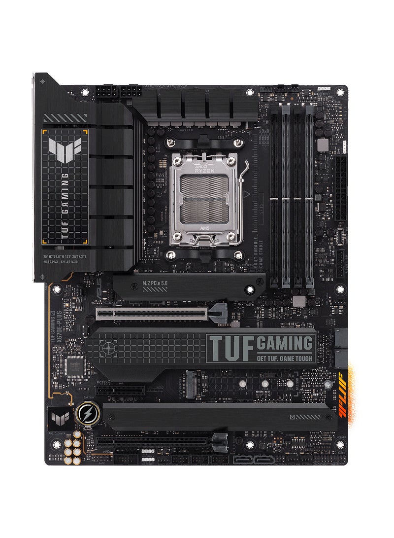 ASUS - Tuf Gaming X670E-Plus ATX DDR5 Motherboard, Socket AM5, AMD X670 Chipset, Realtek 2.5Gb Ethernet, 4M.2 Slots, Max 128GB Memory, PCIe 5.0, Aura Sync RGB Lighting, HDMI / DP | 90MB1BJ0-M0EAY0 Black - Image 1