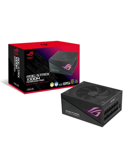 ROG STRIX 1000W Aura Edition ATX Power Supply Unit, 80 PLUS Gold Certifications, Full Modular, 135mm Axial-tech Fan, 0dB Technology, PCIe Gen 5.0, ARGB Lighting | 90YE00P1-B0NA00 Black