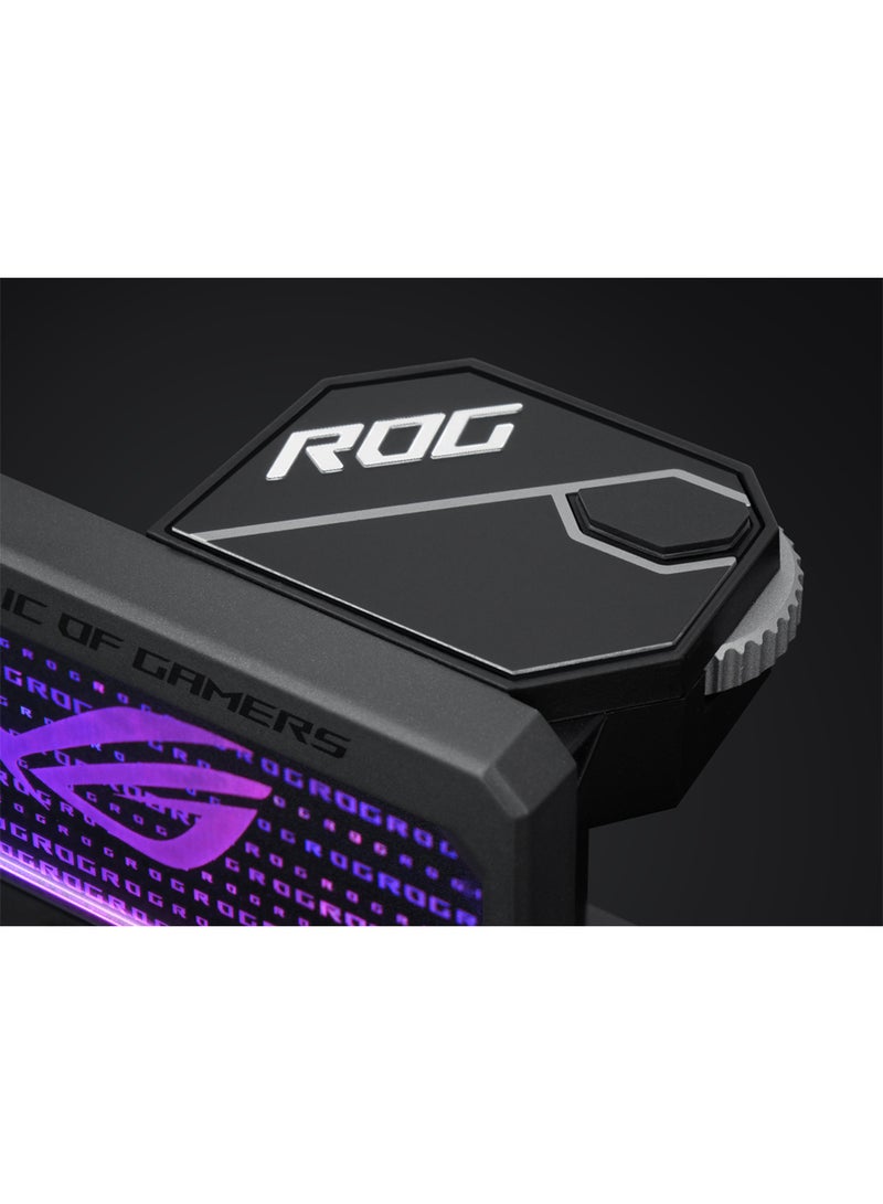 ASUS - ROG Herculx Graphics Card Anti-Sag Holder Bracket (Solid Zinc Alloy Construction, Easy Toolless Installation, Included Spirit Level, Adjustable Height, Wide Compatibility, Aura Sync RGB) Black - Image 1