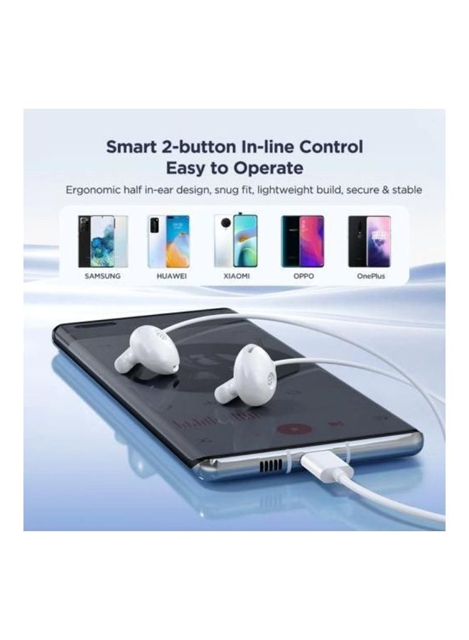 JOYROOM - JR-EC05 TYPE-C Series Half In-Ear Wired Earphones - White - Image 1